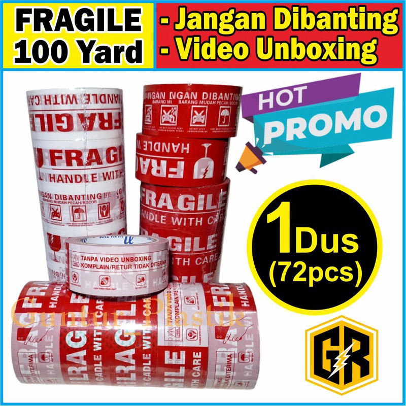 

72ROLL(1DUS/KARTON) LAKBAN FRAGILE VIDEO UNBOXING 45x100YARD & 45x72YARD