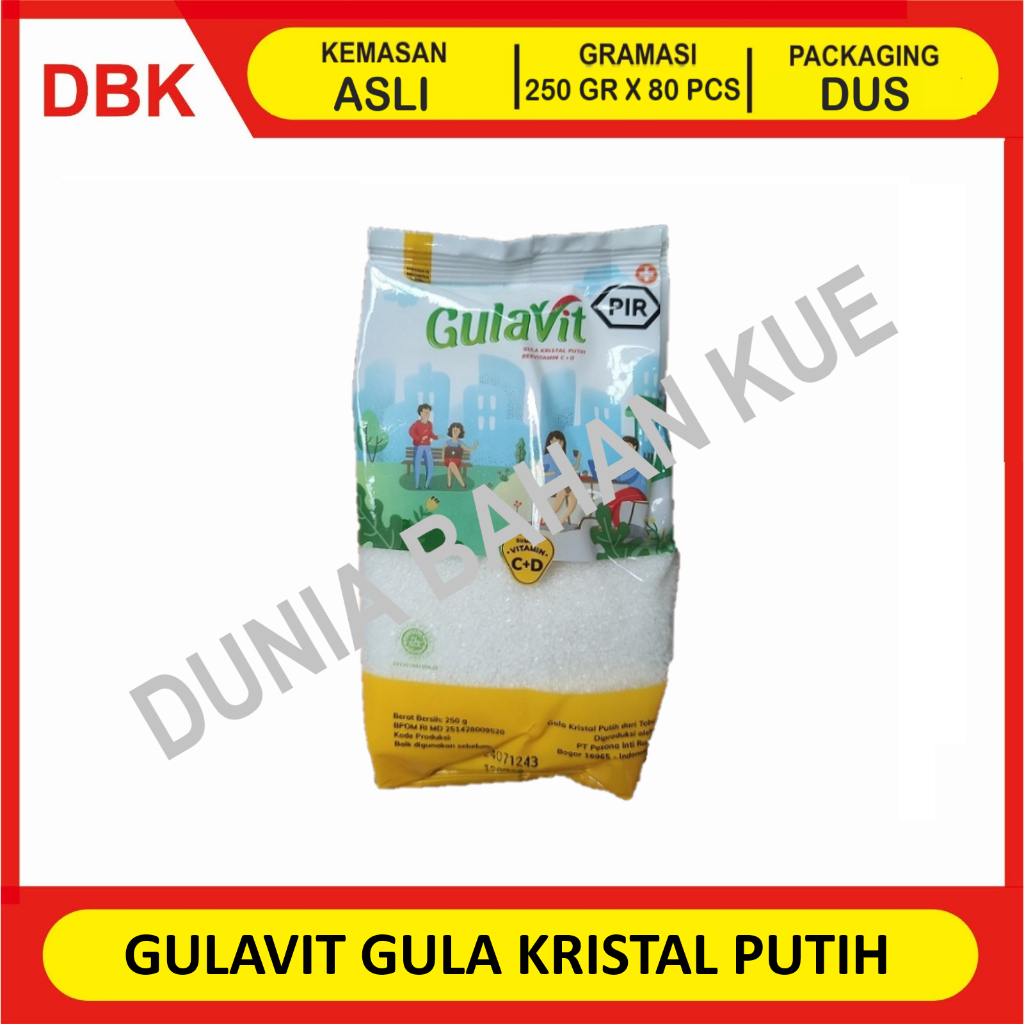 

GULAVIT GULA KRISTAL PUTIH / GULA PASIR / GULA KRISTAL 250 GR - 1 DUS 80 PCS