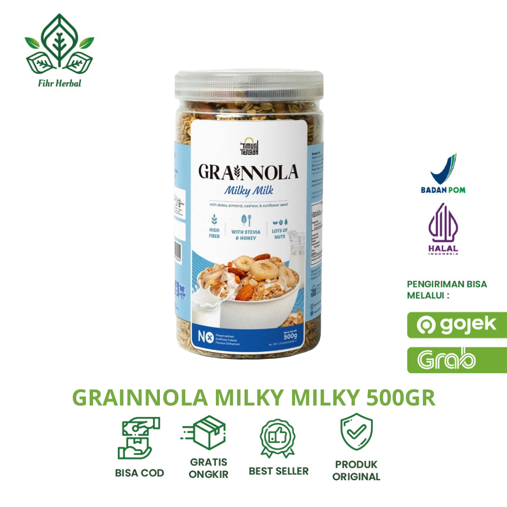 

Granola Timur Tengah 500gr - Grainnola Milky Milk Sereal Sarapan Sehat