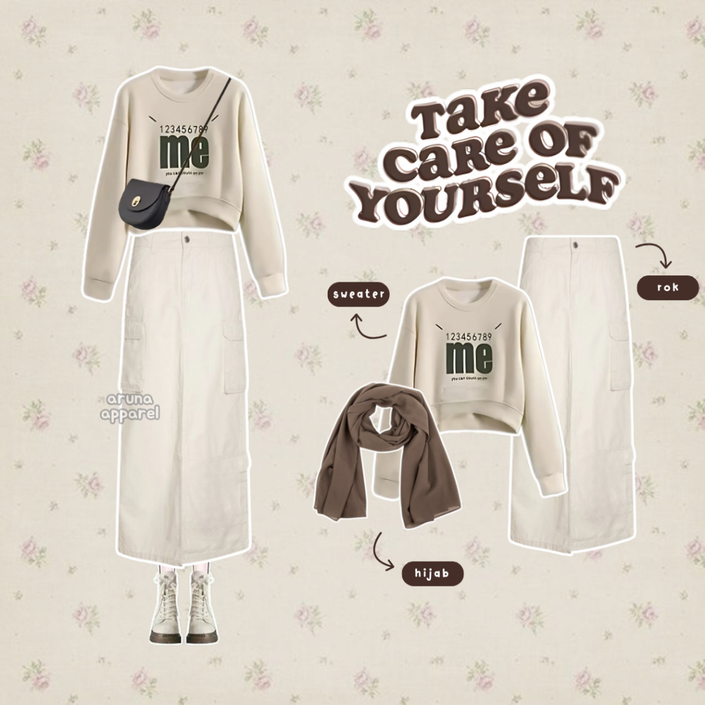 Set AA319 One Set Wanita Korean Style OOTD Hijab Casual Outfit Pinteres One Set Remaja OOTD Kekinian