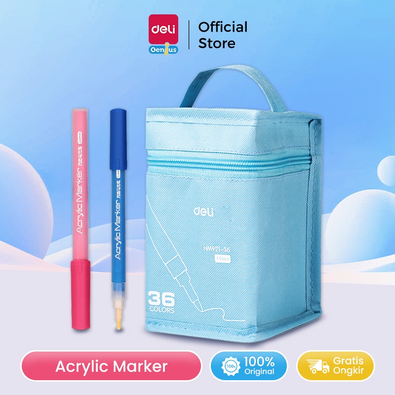 

Deli Spidol Akrilik / Acrylic Marker 24/36 Warna Tas Tenteng HM921