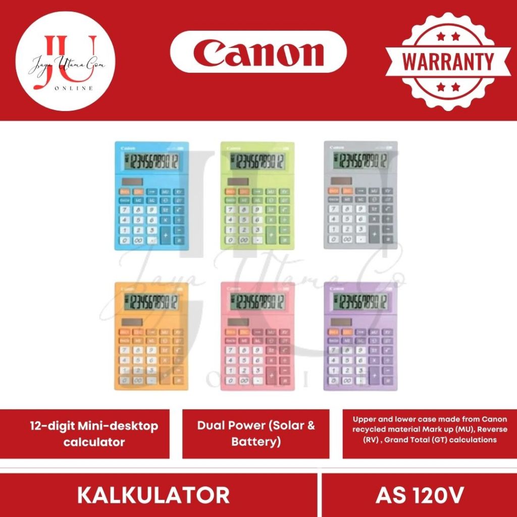 

Canon AS 120V Calculator Desktop Kalkulator 12 Digit Original
