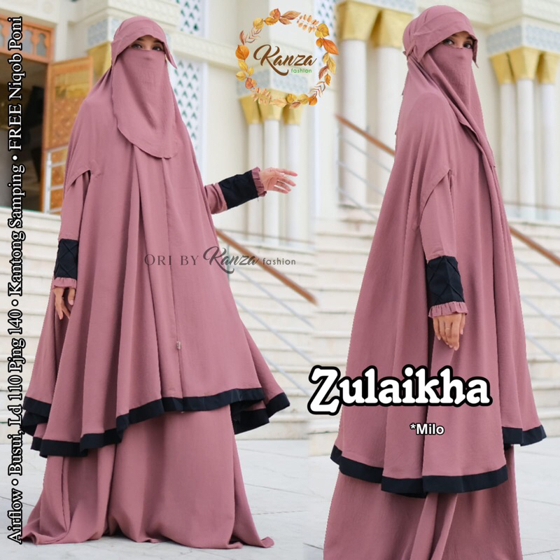 zulaikha habibah syari gamis dress umrah umroh haji polos premium cantik busui muslimah hijaber ori 