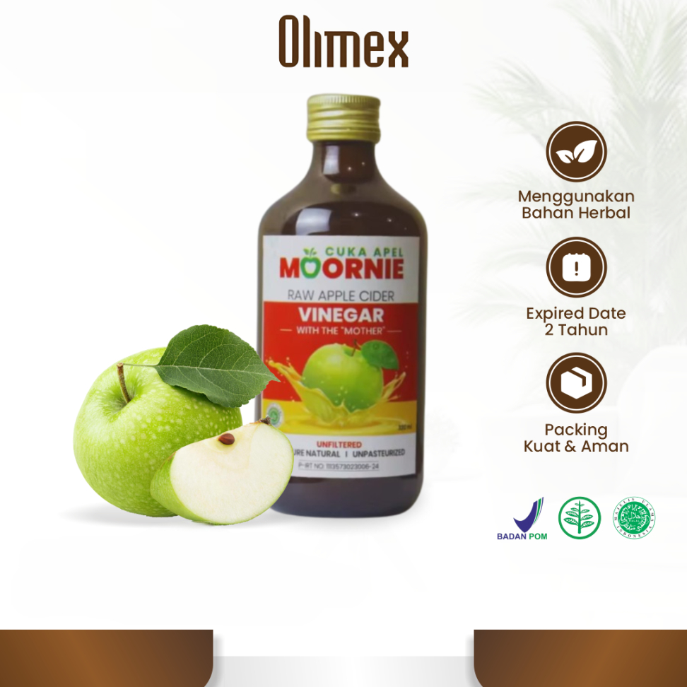 

Cuka Apel Moornie With Mother Original Apple Cider Vinegar 100% Apel Utuh Diet Detoks Kesehatan 330ml
