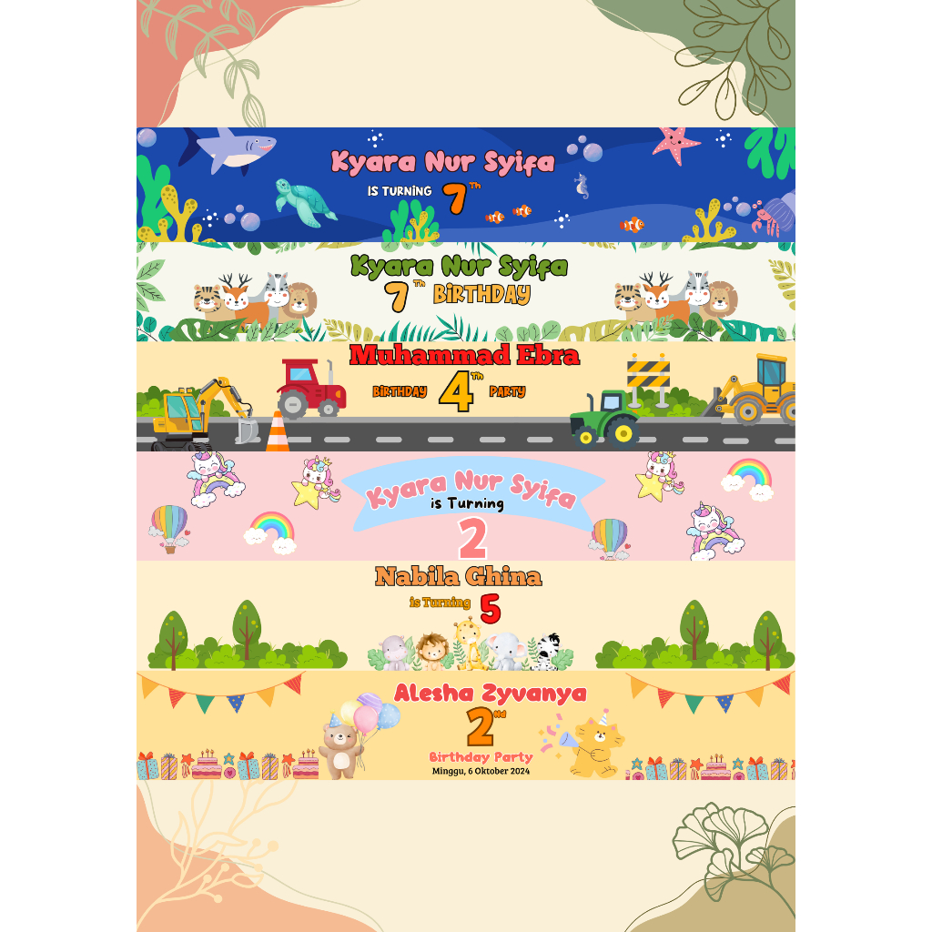 

Paper Belt Ulang Tahun Anak Souvenir Bento Custom/ Label Bento Ulang Tahun Anak/Paper Belt Ulang Tahun Anak