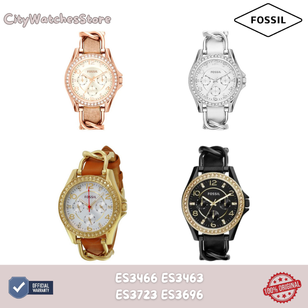 Jam Tangan Wanita Fossil ES3466 ES3463 ES3723 ES3696 Chronograph Leather Strap Jam Tangan Original W