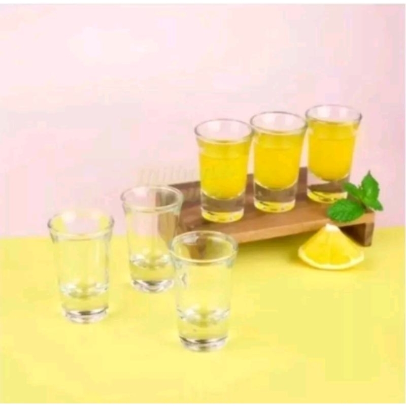 Gelas kaca sloki mini / gelas minuman wine / isi 6pcs