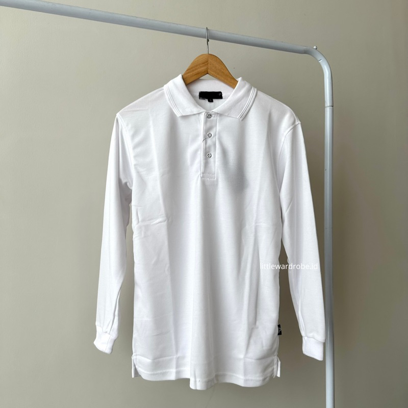 S-XXL • KAOS KERAH PANJANG PUTIH 225-230 gsm