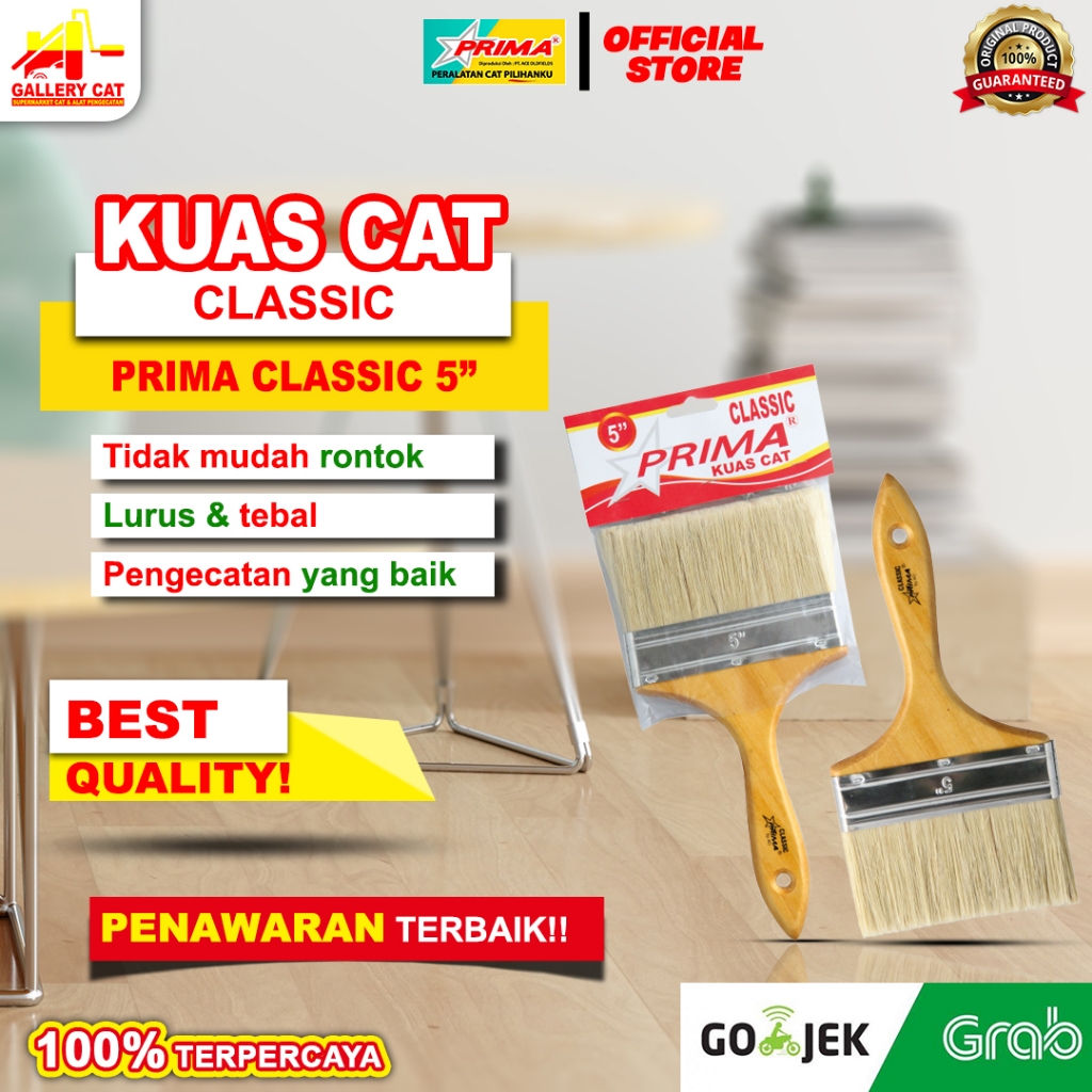 

KUAS CAT PRIMA CLASSIC UK. 5" / 5 INCH BY ACE OLDFIELDS BULU TEBAL & HALUS