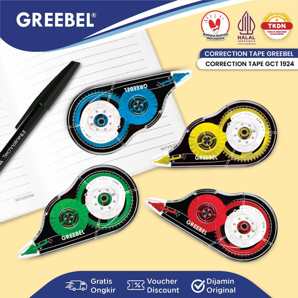 

GREEBEL Correction Tape GCT-1924 / Tip Ex Kertas Roll Pita Koreksi Pulpen