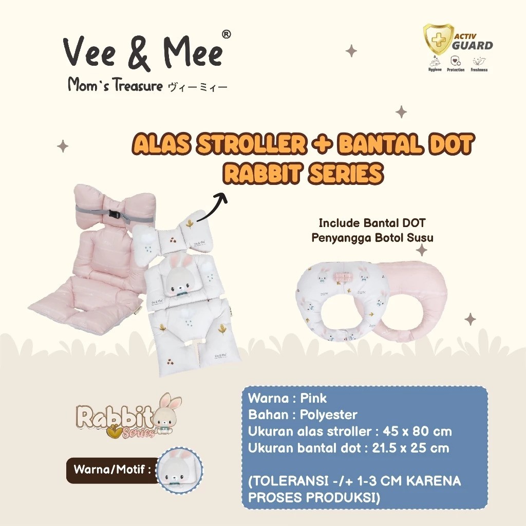 Vee & Mee Alas Stroller FREE Bantal Dot Dino Series / Bear Series Alas Stroller Bayi Multifungsi - R