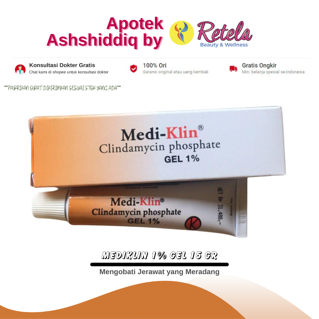 Mediklin 1% Gel 15 Gr / Clindamycin Phosphate / Mengobati Jerawat yang Meradang