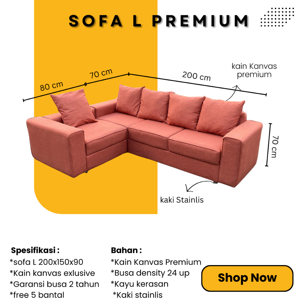 Ikara sofa L Exlusive sofa sudut kain kanvas