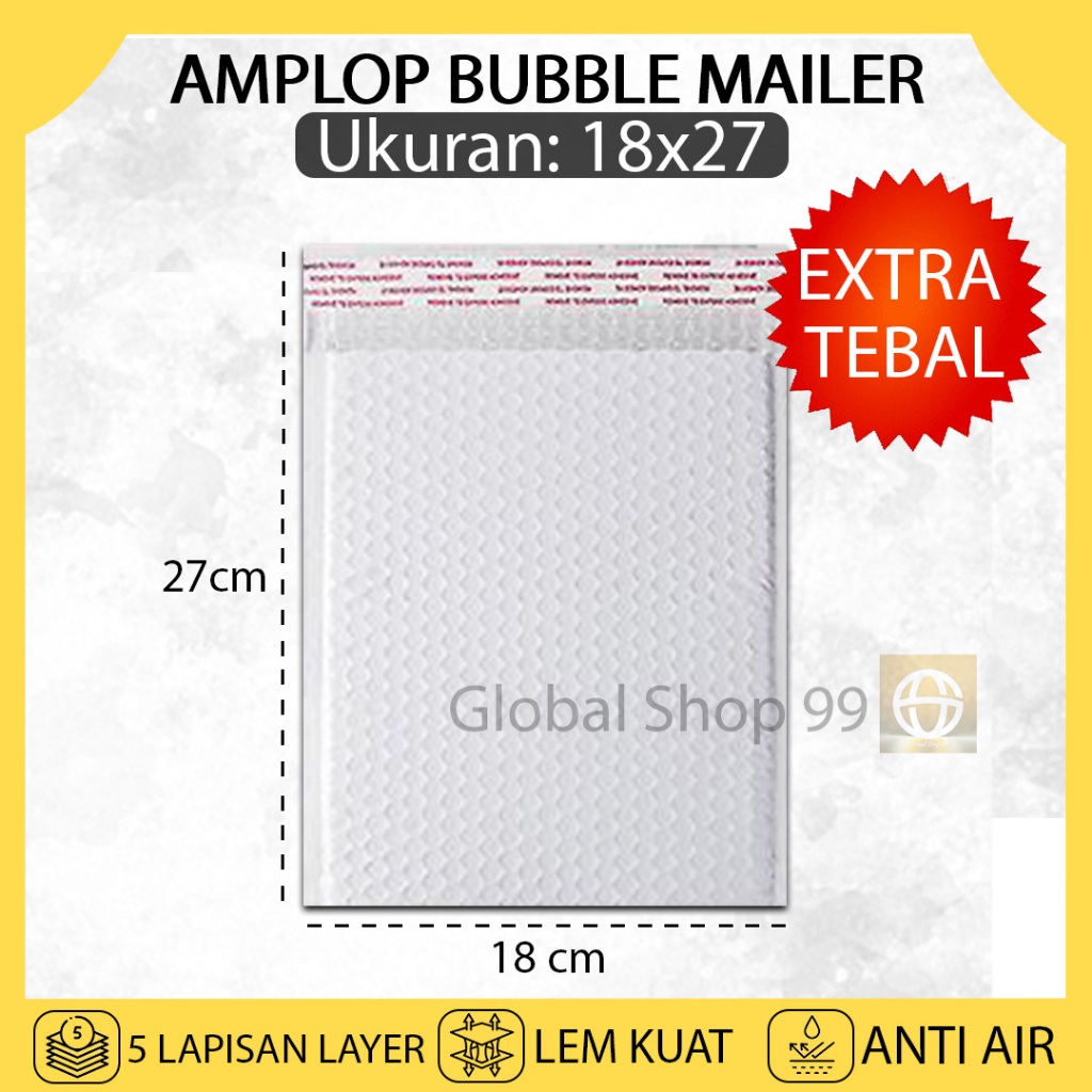 

Kantong Plastik Packing Amplop BUBBLE MAILER 18x27 Putih White Polymailer Bubble Wrap Pelastik Paket Usaha Online Shop Murah