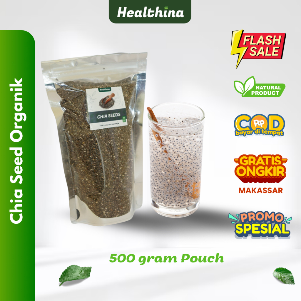 

Chia Seed 500 gram Pouch Organik Grade Premium Diet - Biji Chiaseed Black Original COD Makassar