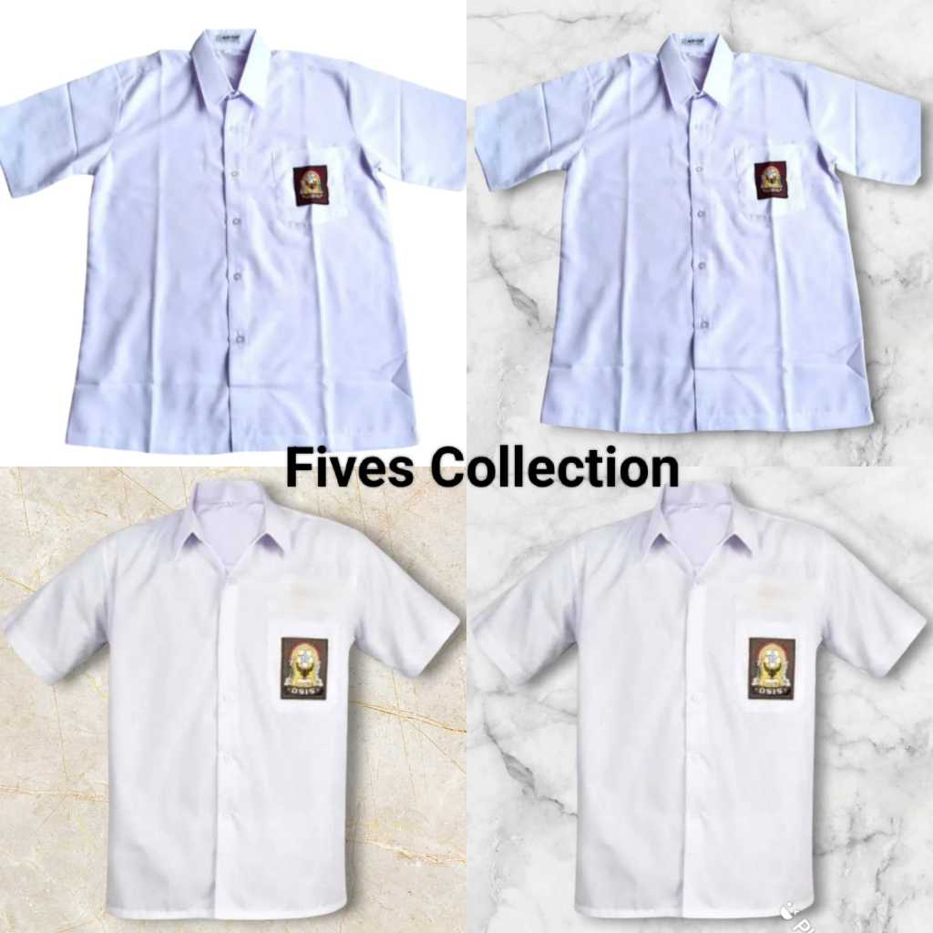 (FIVES COLLECTION)Seragam sekolah baju putih kemeja sma lengan tangan pendek perempuan laki laki pri