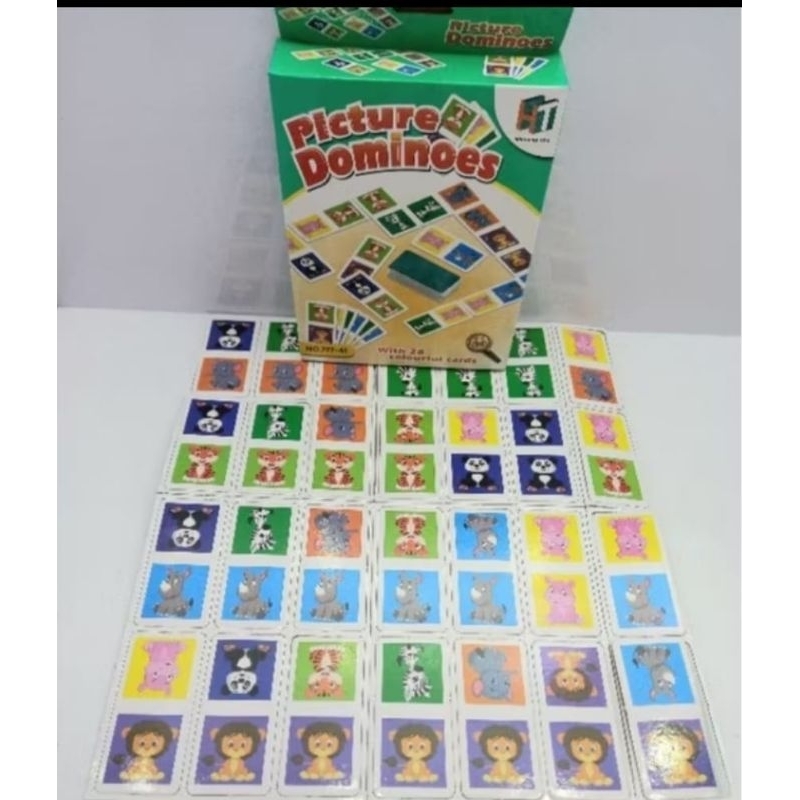 PERMAINAN KARTU PICTURE DOMINOES MAINAN KARTU BERGAMBAR HEWAN
