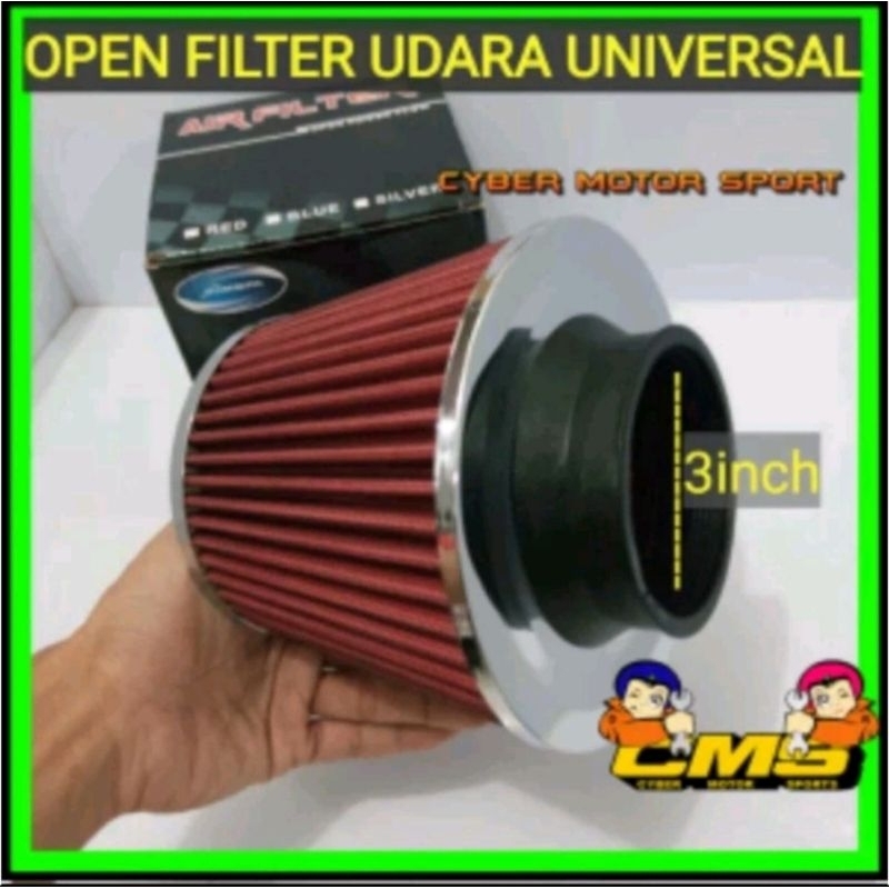 filter udara mobil universal. open filter racing premium quality.  racing air filter