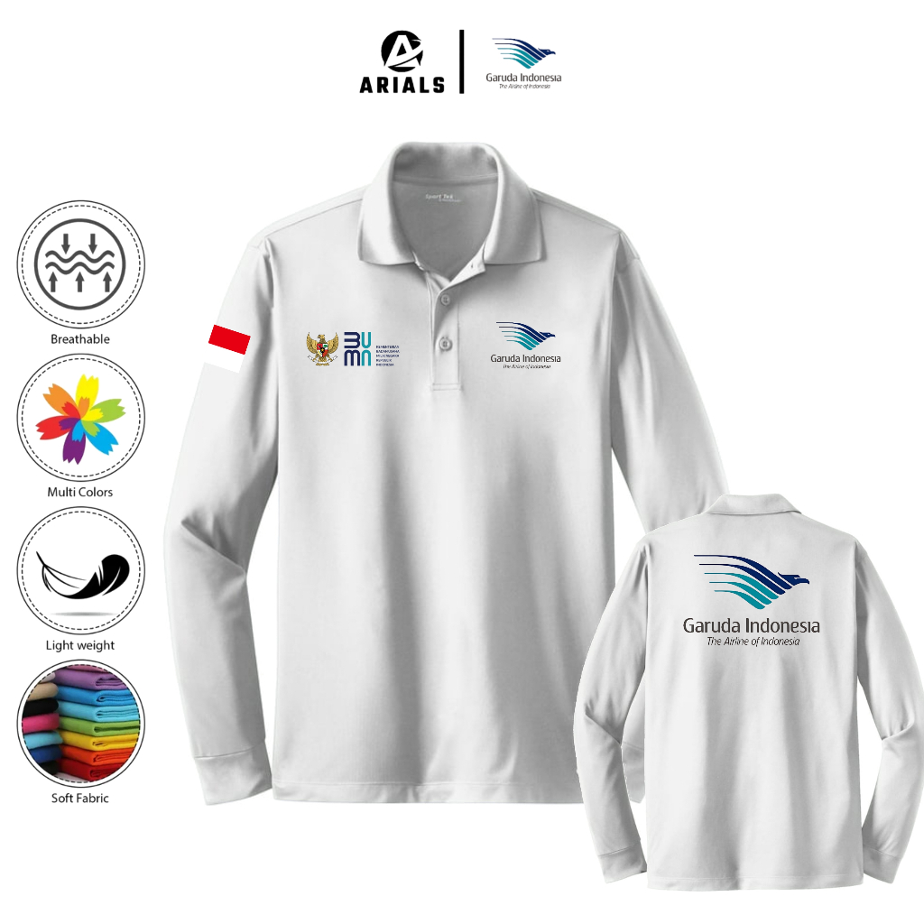 Arials Polo shirt Baju Kaos Kerah Lengan Panjang Maskapai Garuda Indonesia Airlines