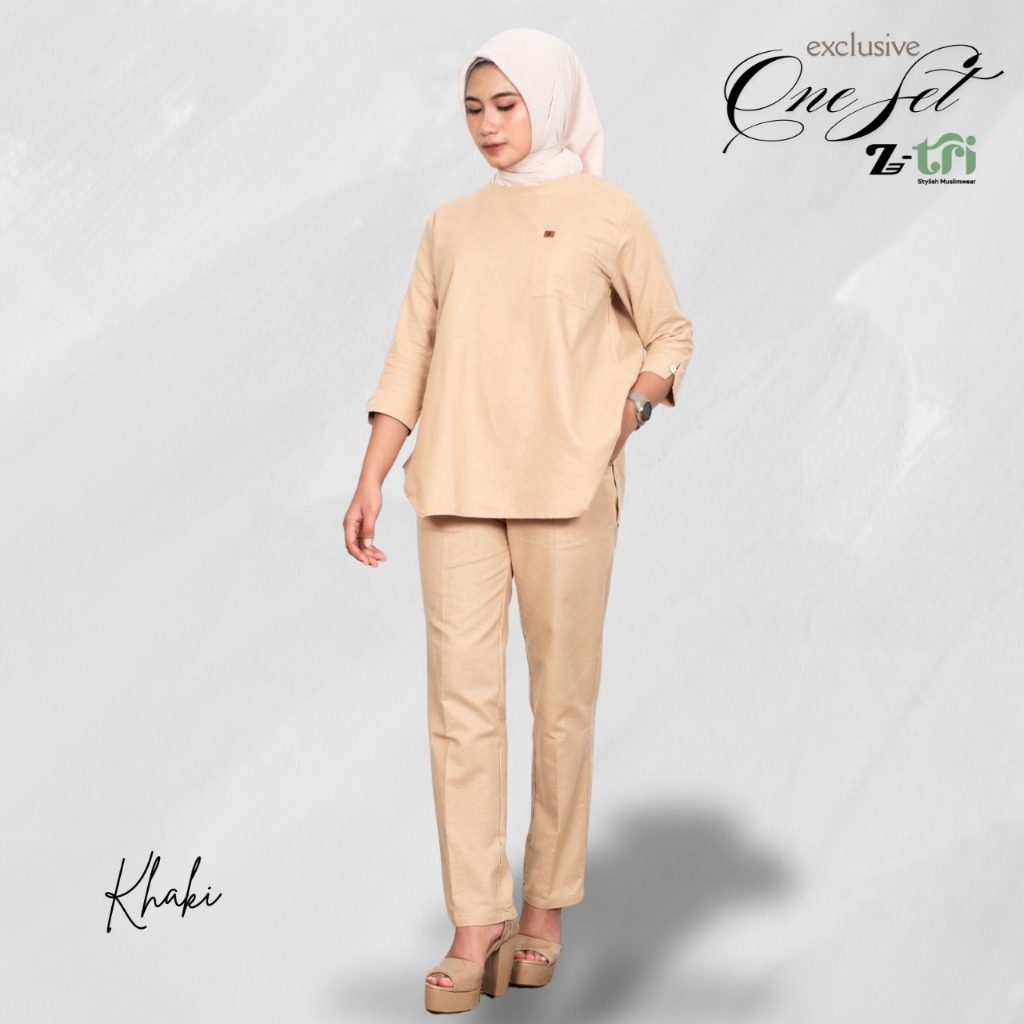 [𝗭-𝘁𝗿𝗶] Setcel wanita import premium motif polos