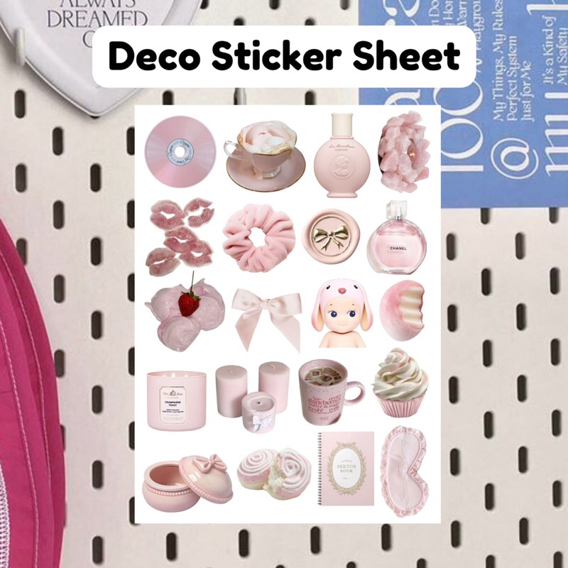 

COQUETTE PINK WHITE STICKER SHEETS DECO VINTAGE AESTHETIC