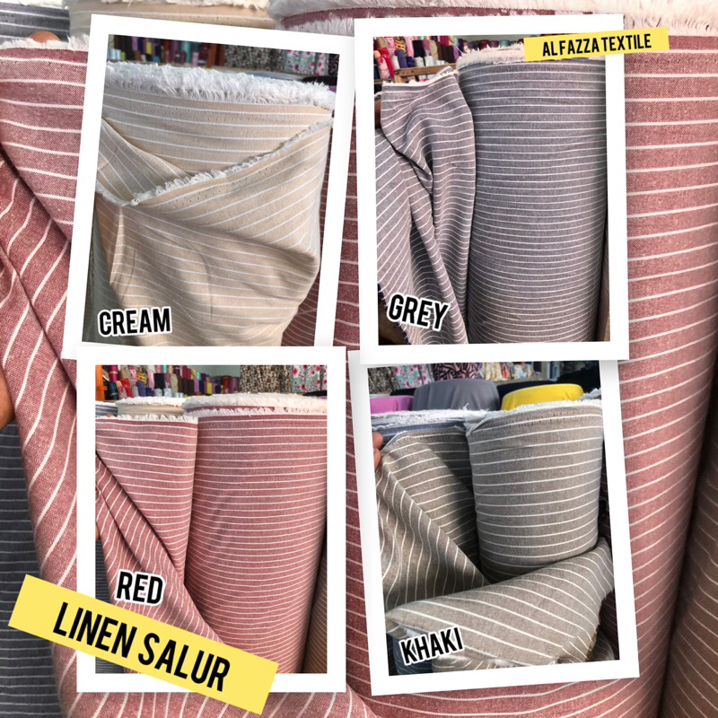 1/2 Meter Kain Katun Linen Salur | Linen Garis | Linen Meteran | Kain Linen