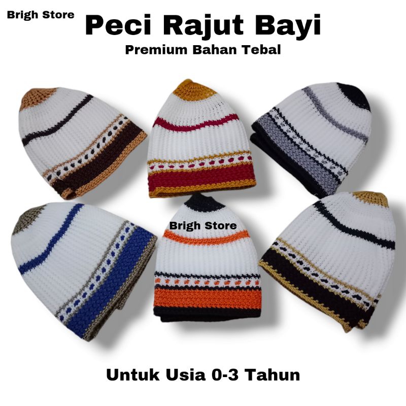 Peci Rajut Bayi Balita Usia 0-3 Tahun Motif Garis Bahan Tebal - BR D