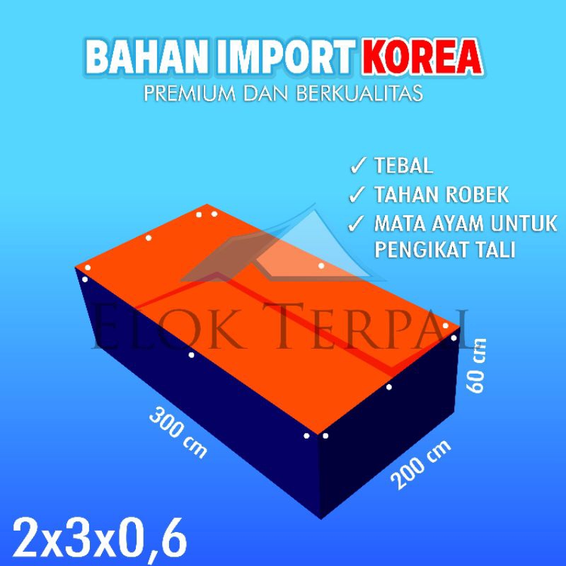 kolam terpal ikan kotak ukuran 200x300x60/300x200x60/2x3x0,6/3x2x0,6 by Elok Terpal