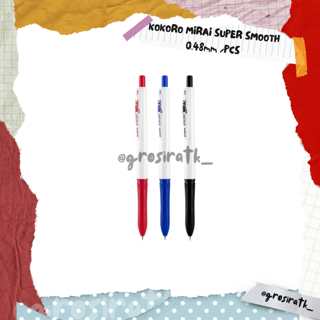 

Zebra Gel Pen Kokoro Mirai Retractable Pulpen Super Smooth 0.48mm / SATUAN