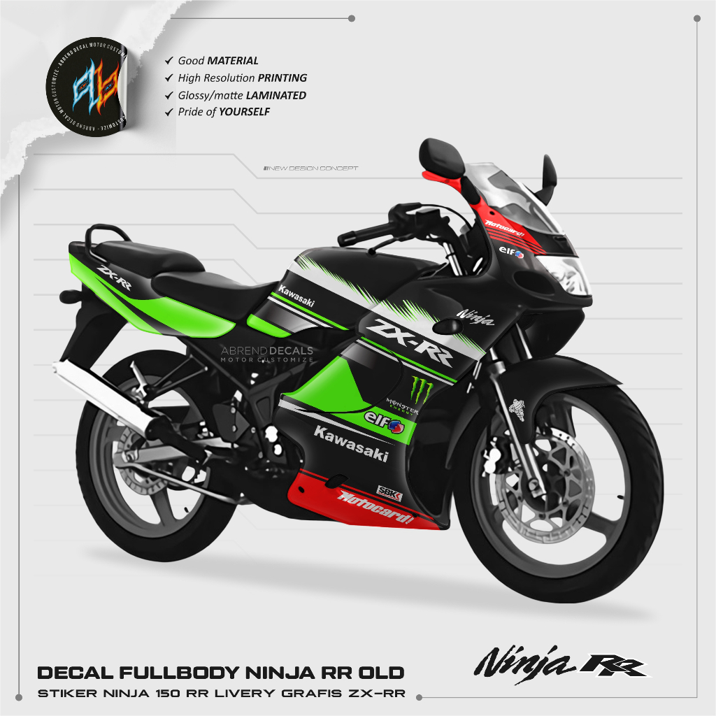 DECAL FULLBODY NINJA RR OLD GRAFIS ZX / STIKER MOTOR KAWASAKI NINJA 150 RR DESIGN CUSTOM STOCK DECAL
