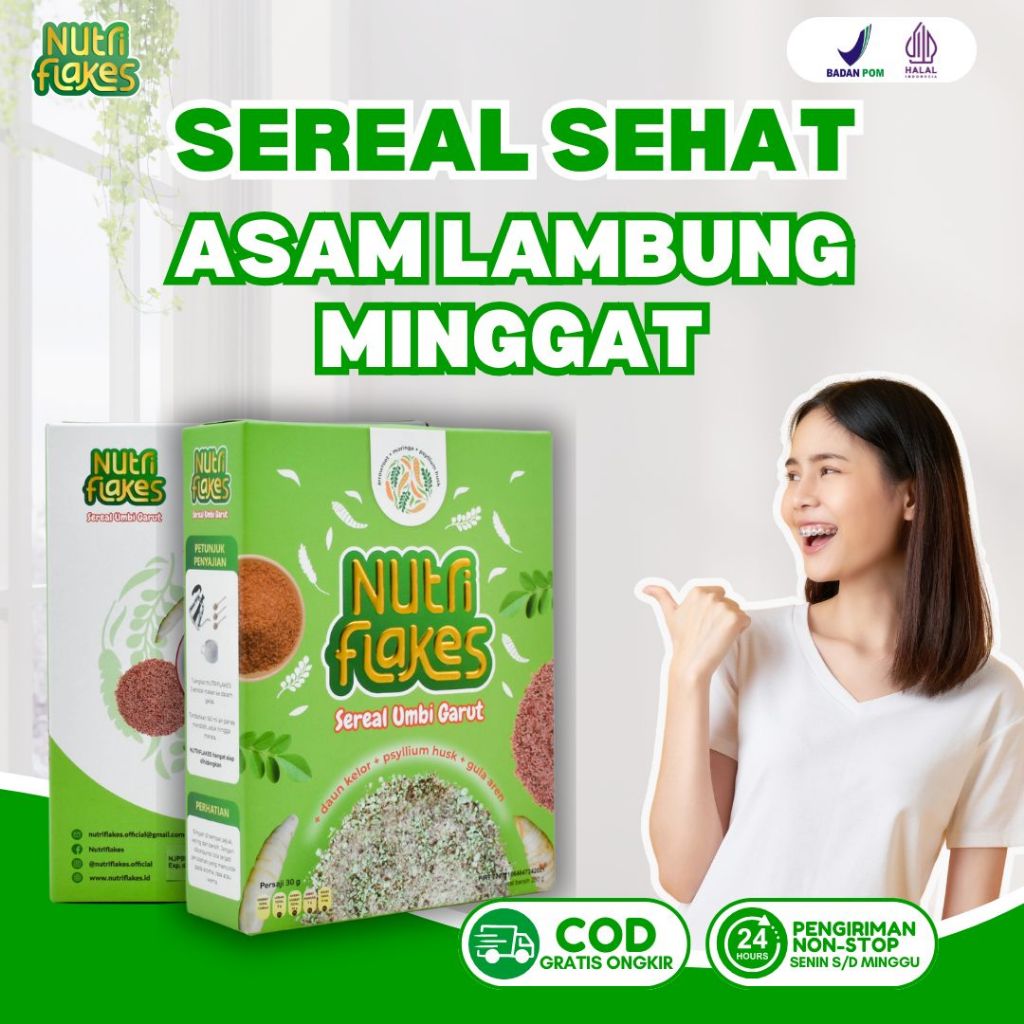 

Nutriflakes Sereal Umbi Garut Bantu Atasi Asam Lambung Original BPOM dan Halal