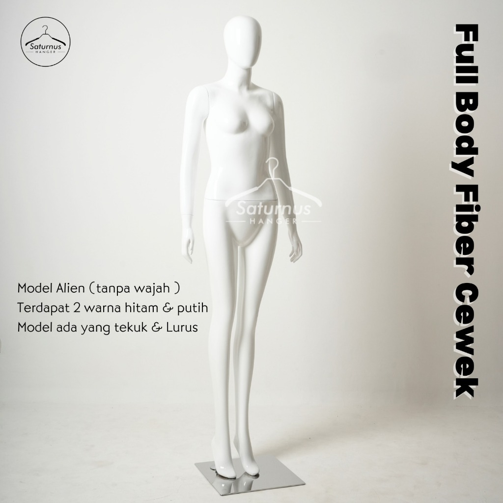 Manekin Full Body Cewek Patung Manekin Alien Cewek Bahan Fiber Warna Putih Display Pakaian-SET F