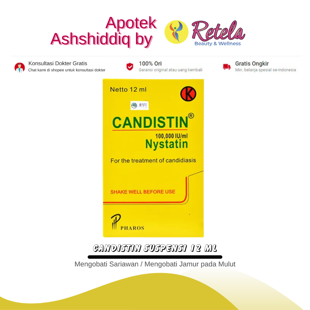 Candistin Suspensi 12 Ml / Nystatin / Mengobati Sariawan / Mengobati Jamur pada Mulut