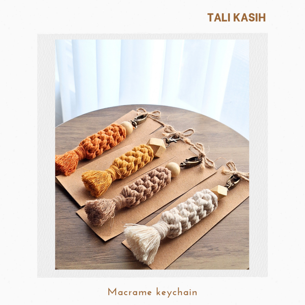souvenir farewell kantor gantungan kunci macrame manik kayu  premium