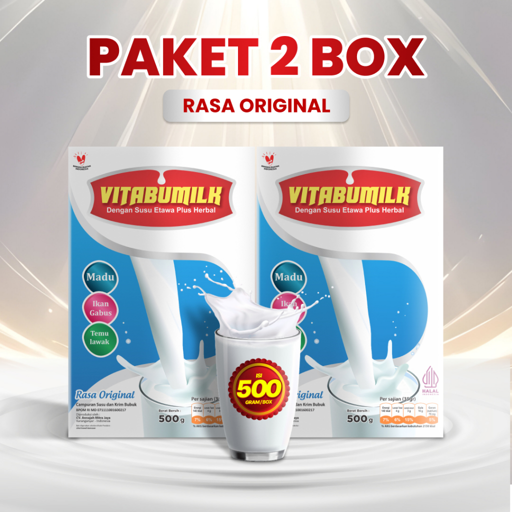 

Paket 2 Box Rasa Original | VITABUMILK Susu Vitamin Otak dan Kecerdasan Anak | Susu Kambing Etawa Plus Herbal Madu Ikan Gabus dan Temulawak