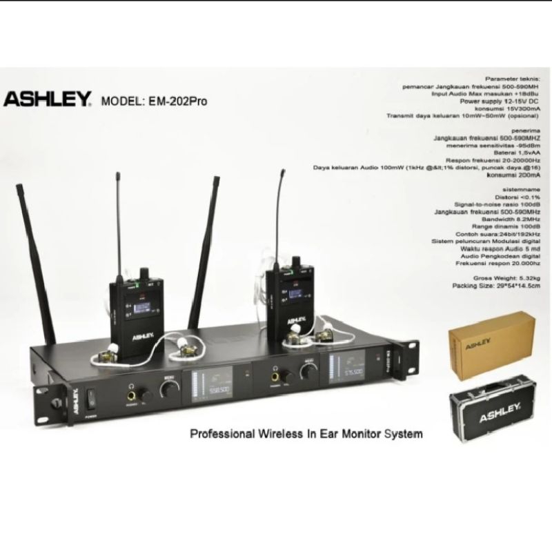Mic ear monitor ashley em202pro original EM 202 PRO free koper