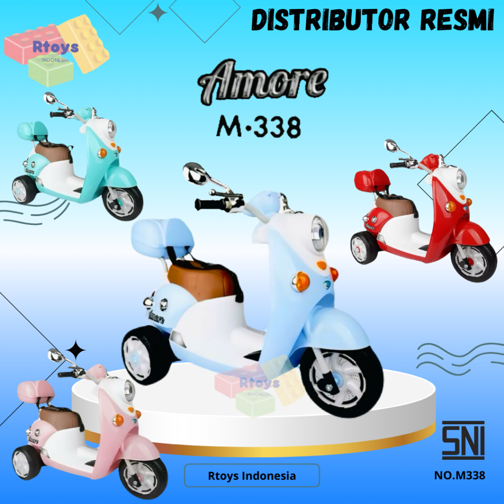 MAINAN ANAK MOTOR AKI SCOOPY M338 AMORE REMOTE CONTROL