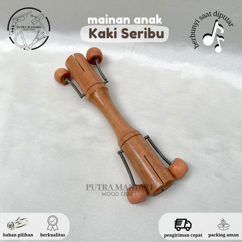 Mainan Kayu Kaki Seribu Mainan Anak Tradisional Jadul Kaki Seribu Putra Mandiri Wood Craft