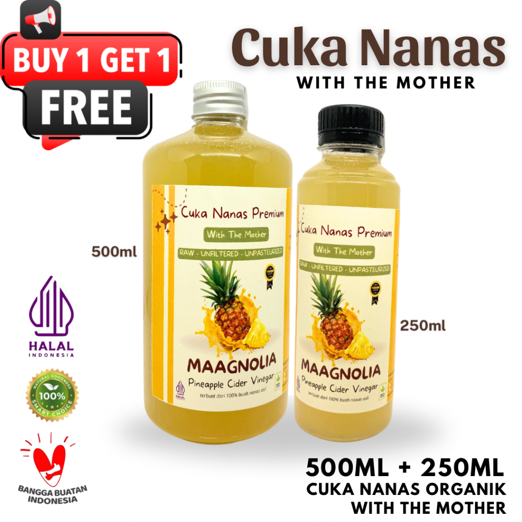 

Paket Cuka Nanas Maagnolia 500 ml + 250 ml Organik Premium