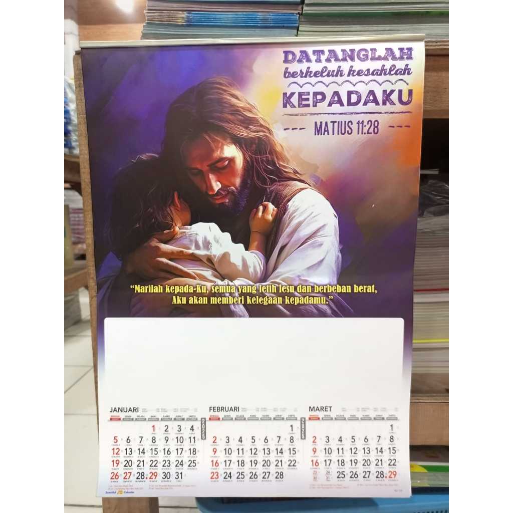 

kalender dinding 2025 triwulan AO isi 4 lembar rohani 123