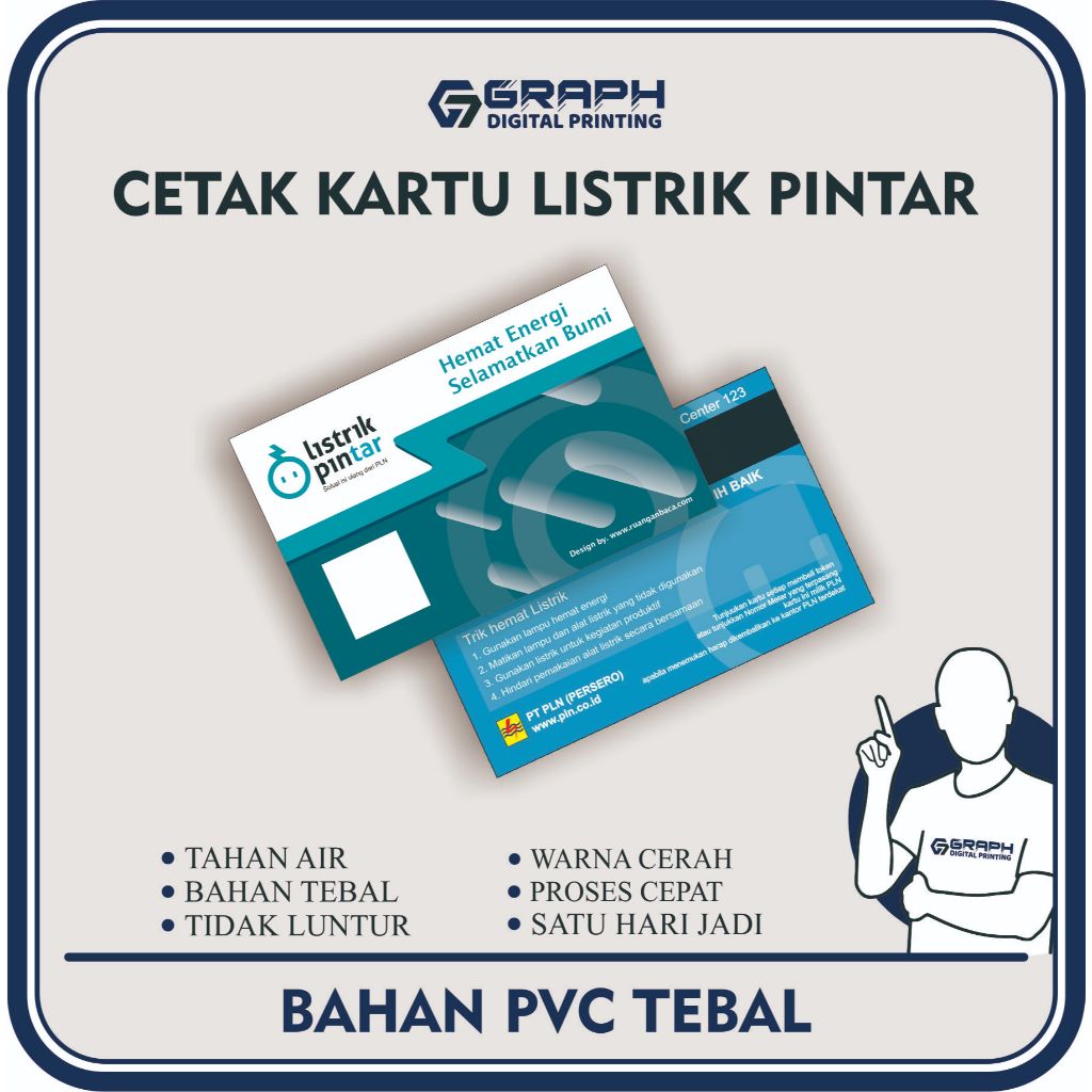 

Cetak Kartu Listrik Pintar Bahan PVC TebaL Depan Belakang | Sehari Jadi