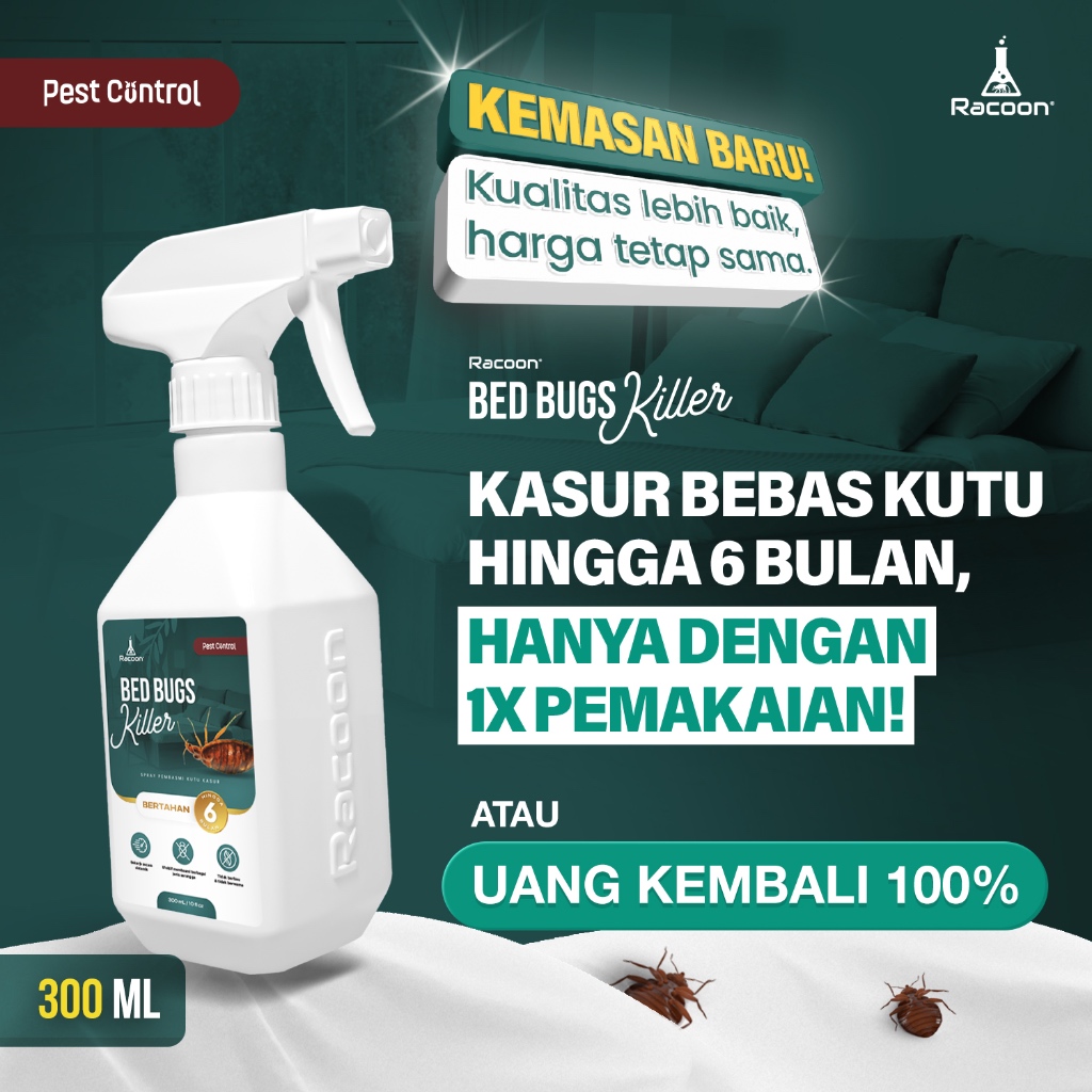 RACOON Bed Bugs Killer Spray Anti Kutu Kasur Tungau / Kutu Busuk Tahan 6 Bulan Dengan 1x Pemakaian