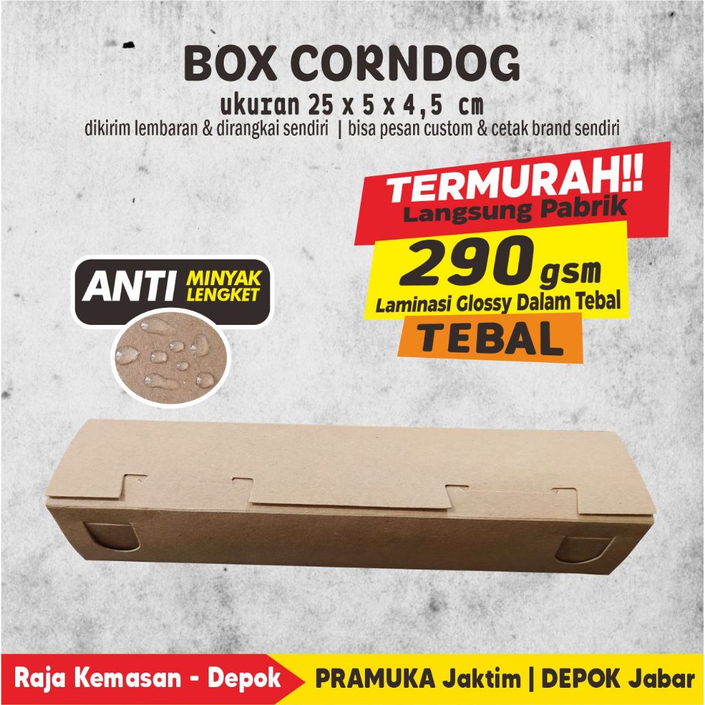 Box Corndog, Box Sosis, Box Sate Kraft Polos Laminasi