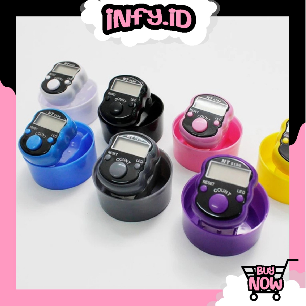 INFY - Tasbih Digital LED Mini Alat Hitung Jari Free Kotak Model Bulat Tasbeh Digital Dzikir Ring R1