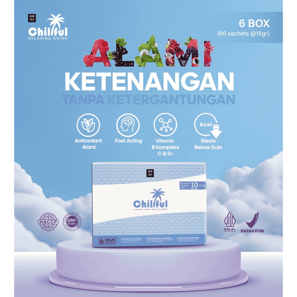 

Chillful Bundle 6 Box | Relaxing Drinks Stress Remedy Stress Reduction Solutions | 1 box isi 10sachets (6 boxes)