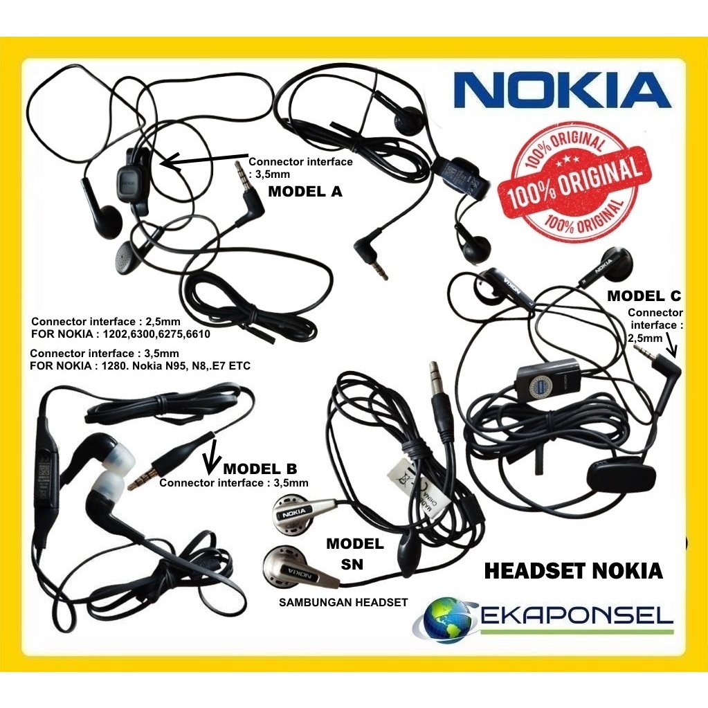 Handsfree Headset Nokia Original 9300i 9500 N93i E61i E65 N70 N73 N90 6275i 3120 N95 N9 N81 6300 520