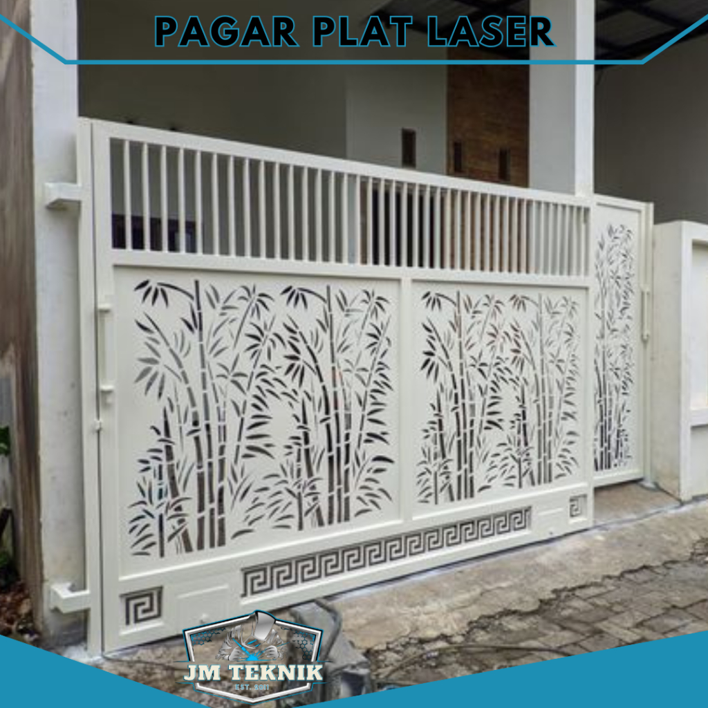 Pagar Rumah Besi Motif Laser Cutting Mewah Custom Plat 1,2mm Hollow 4x6 Gerbang Mewah Plat Laser