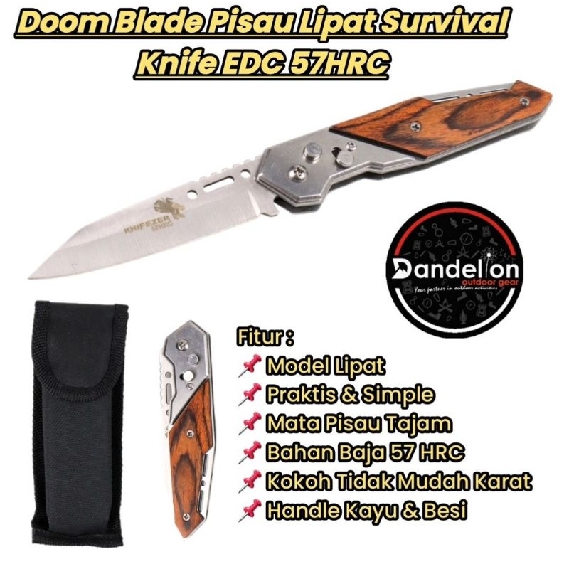 Doom Blade Pisau Lipat Survival Knife EDC 57HRC