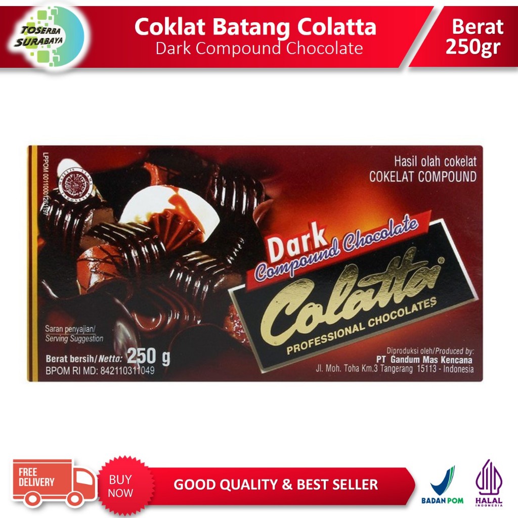 

Cokelat Batang Colatta Dark Chocolate Compound 250gr / Coklat Blok Colatta DCC