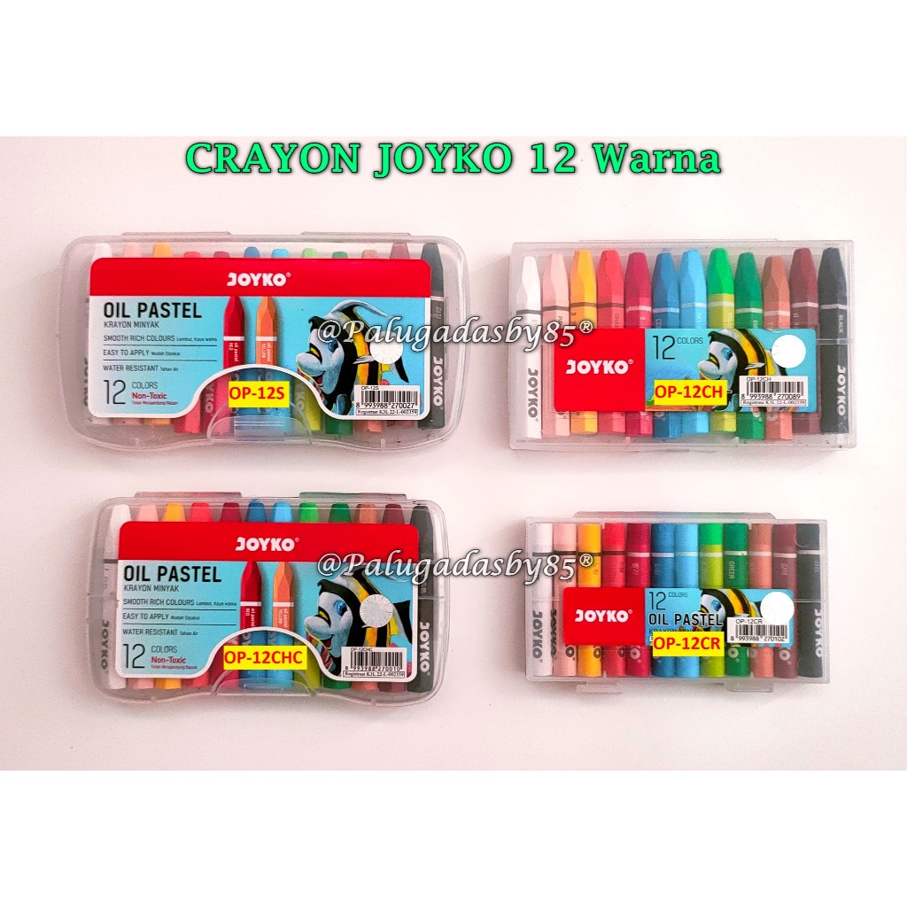 

(1 Set Isi 12 Warna) GABUNGAN Crayon JOYKO OP-12S OP-12CHC OP-12CH OP-12CR / Oil Pastel Joyko